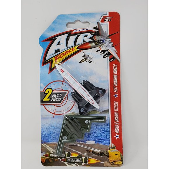 Air Force DieCast Metal & Plastic Fighter Jets 2 Piece Set-Sealed Running Wheels - Picture 1 of 2